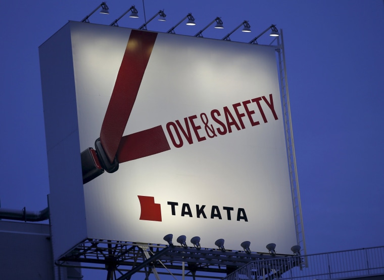 Image: File photo of a billboard advertisement of Takata Corp in Tokyo