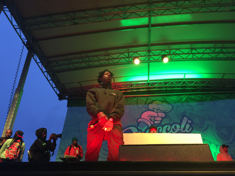 Brooklyn rapper, Joey Bada$ takes the stage at Broccoli City Festival.