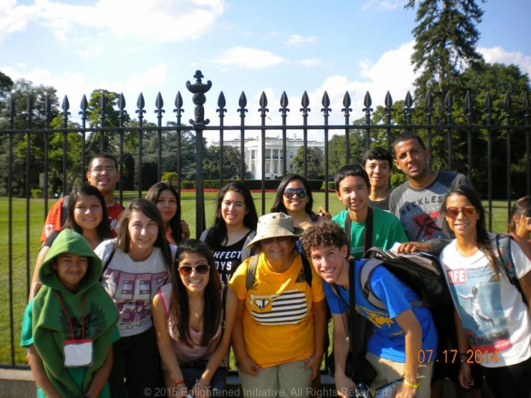 Participants in the Enlightened Initiative leadership summer camp on a group trip to Washington, D.C.