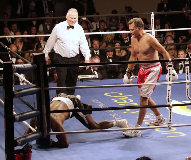 Image: Mitt Romney Takes On Evander Holyfield In Charity Boxing Event