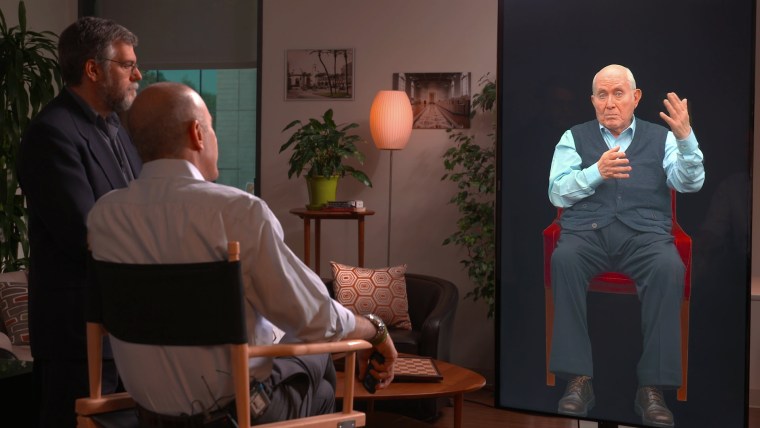 A hologram of a holocaust survivor