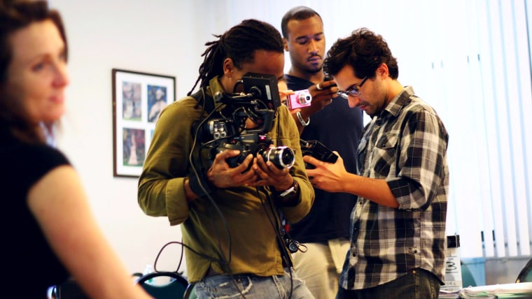 Director Juan Carlos Piñeiro Escoriaza on the set of "Know How" with his crew.