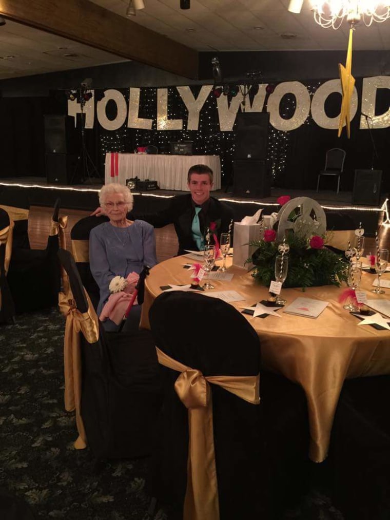 Katie Keith went to the prom at the same high school 75 years ago. This year, her date was great grandson Drew Holm.