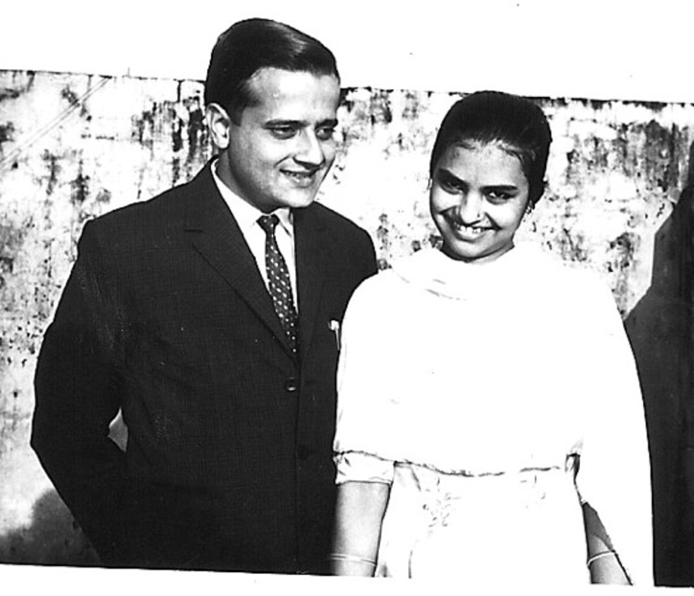With wife, Nirmala, just before flying to the U.S. in 1967.