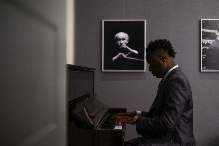 Image: Damien Sneed poses for a portrait back stage at Carnegie Hall