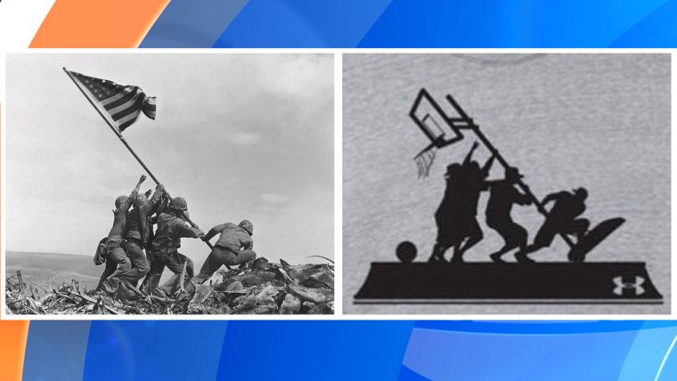 The iconic photo of the flag raising at Iwo Jima, and a contentious basketball-themed t-shirt from Under Armour