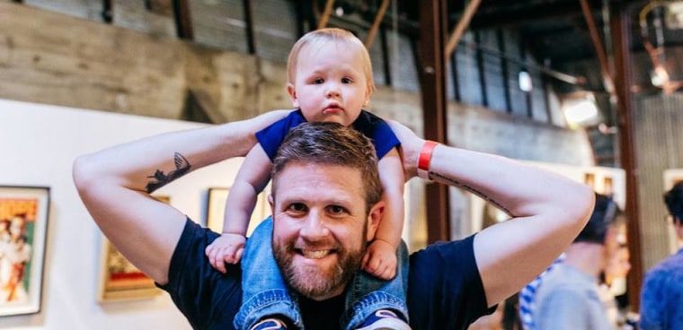 "Baby talk isn't my personality," says Jason Jepson with his daughter, Harper.