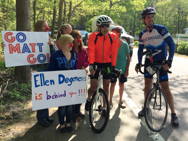 Matt Lauer on Day 2 of the Red Nose Day bike ride