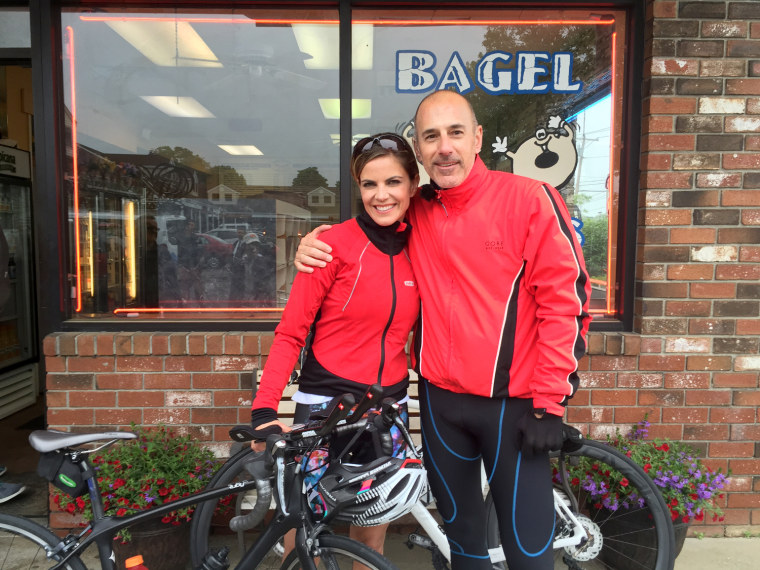 Natalie Morales joins Matt Lauer on the Red Nose bike ride