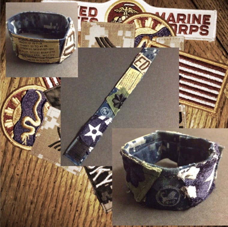 Military mom supports troops with bracelets made from uniforms.