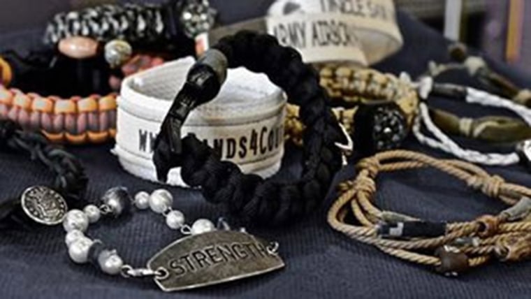 Military mom supports troops with bracelets made from uniforms.