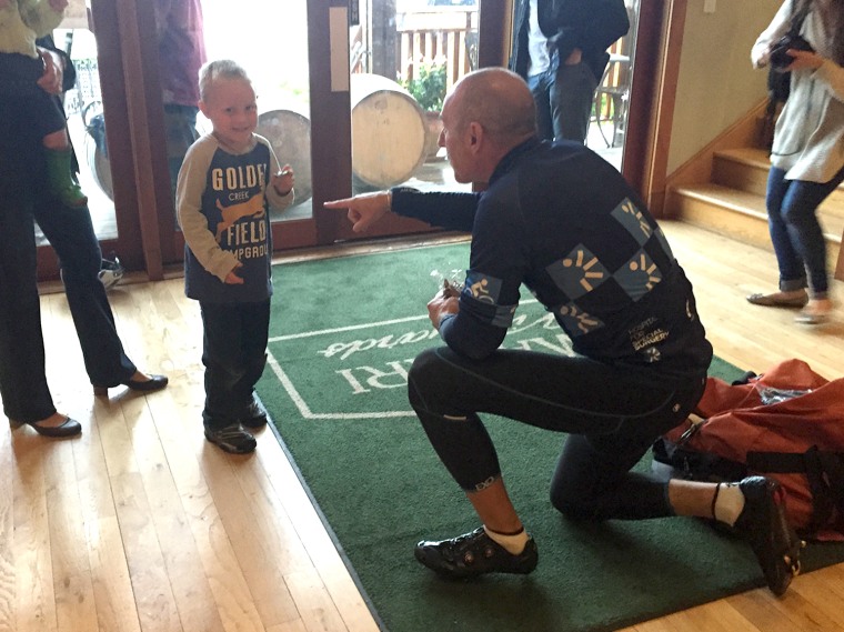 Matt Lauer meets a pint-sized fan at the Macari Winery.