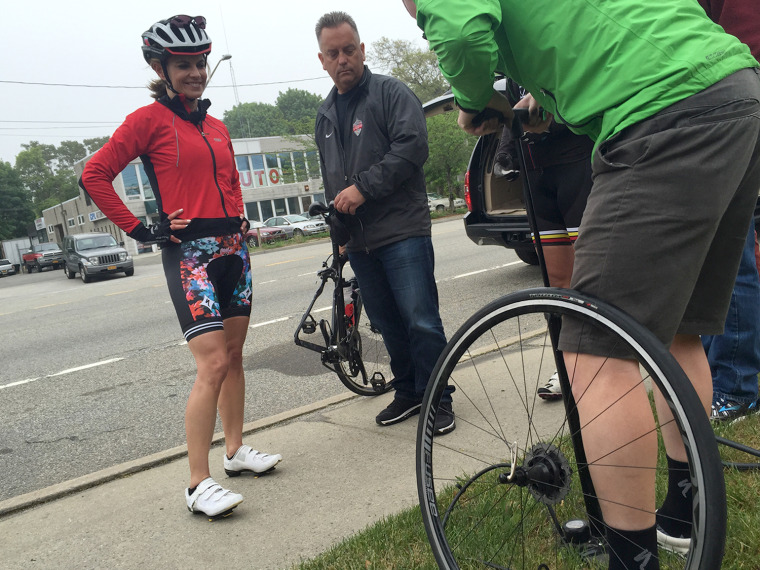 Natalie Morales gets a flat tire