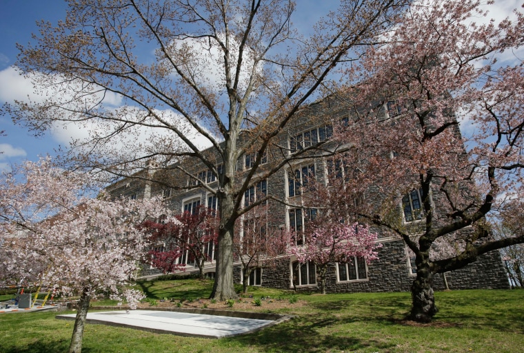 Trees bloom outside the Horace Mann School in the Bronx in 2013.