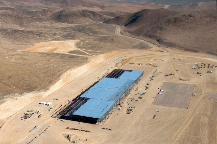 Image: The Tesla Gigafactory is shown under construction outside Reno, Nevada