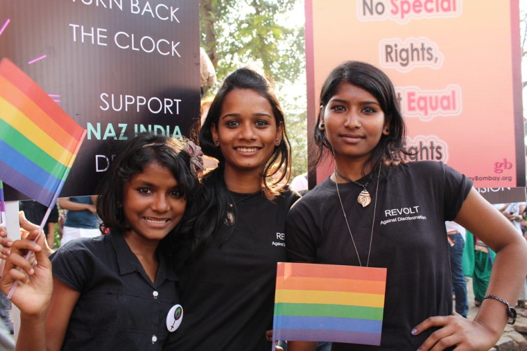 Kranti girls at a pride parade in Mumbai.
