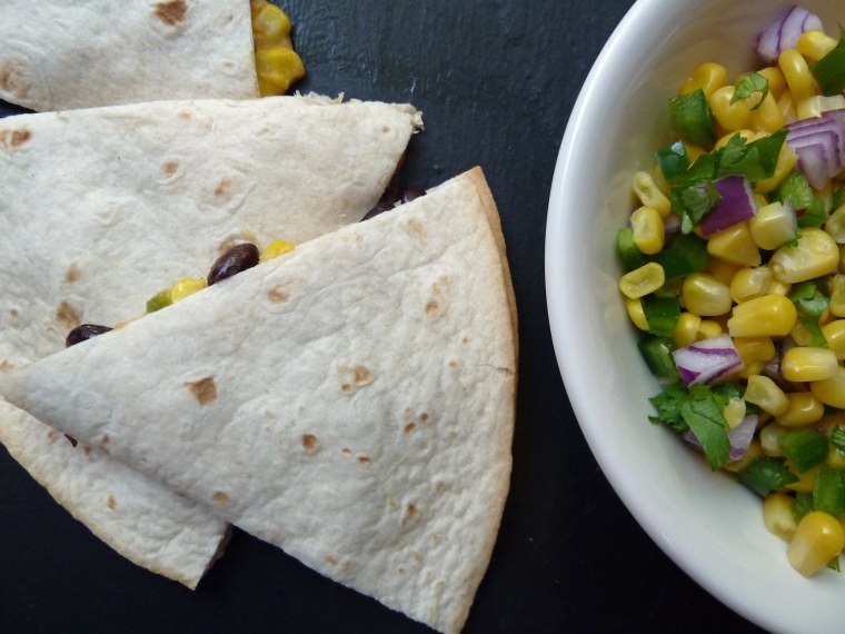 Black Bean and corn salsa quesadilla