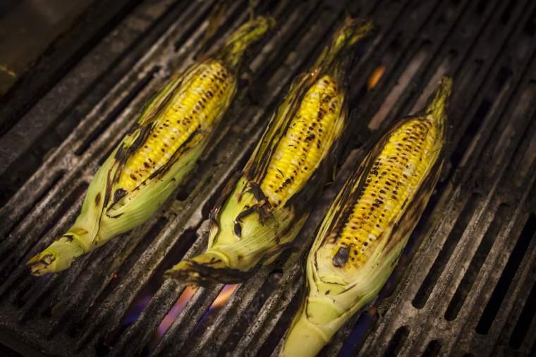 Grilled corn on the grill