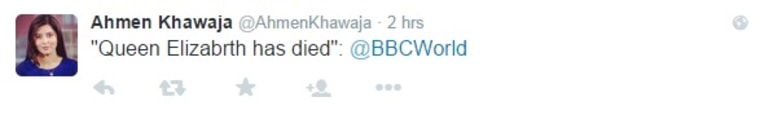 This incorrect tweet was "swiftly" deleted, the BBC said.