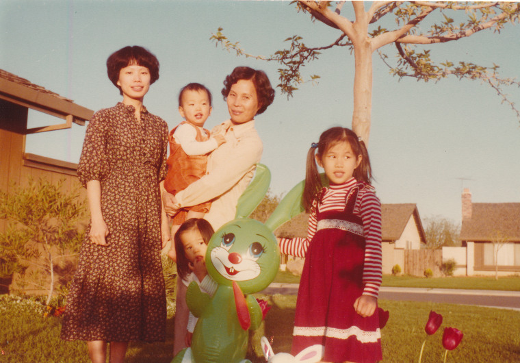 Six-year-old Angie Wang with her mother, grandmother, and siblings in 1979.