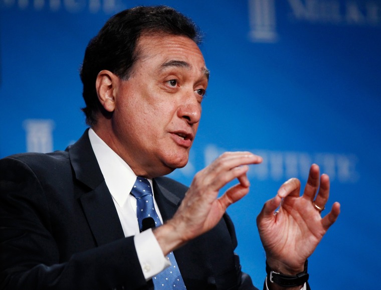 Image: Henry Cisneros takes part in a panel discussion titled "Fixer-Upper: Repairing the U.S. Housing Market" at the Milken Institute Global Conference in Beverly Hills, California