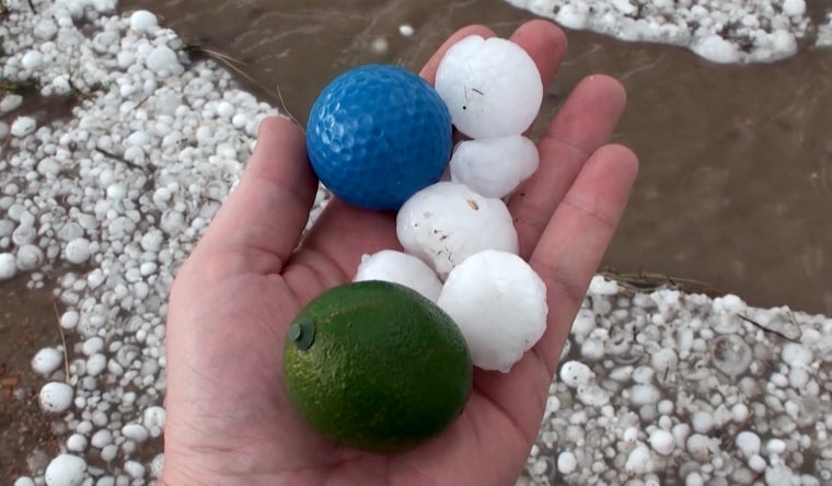 Golf ball-size hail in Stratton, Colorado, on Saturday.