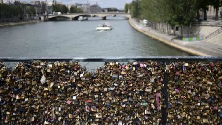 The "Love Locks" Pont des Arts bridge in Paris