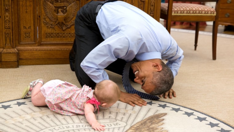 Obama and Ella Harper Rhodes in oval office