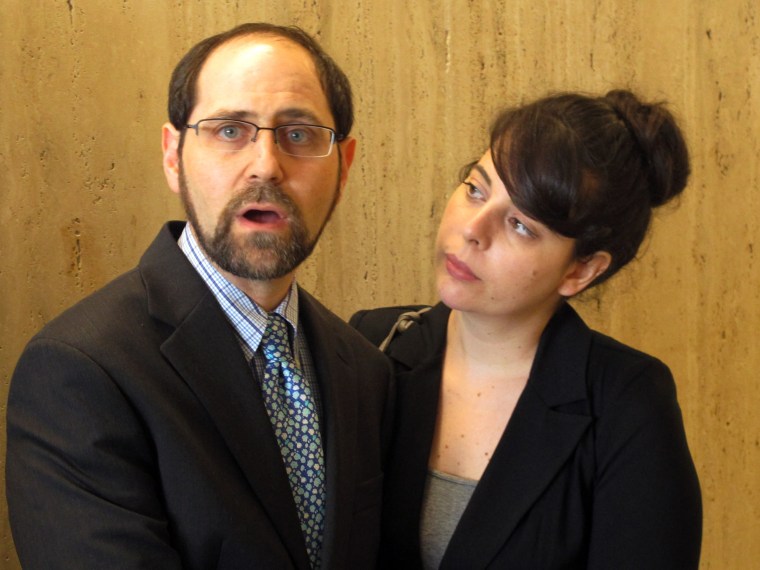 Convicted child molester Jesse Friedman, left, the subject of a 2003 Oscar-nominated documentary,"Capturing the Friedmans," speaks to reporters after a judge ordered the release of grand jury testimony and witness statements relating to his 1988 prosecution. At right is Friedman's wife, Lisabeth Walsh.