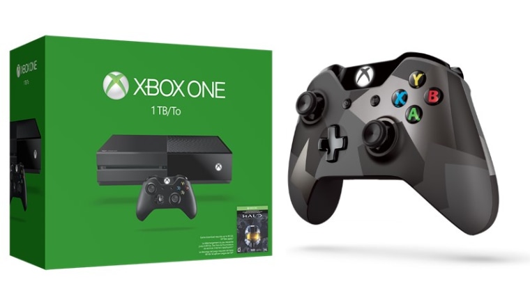The new 1 TB Xbox One and updated controller (not shown to size).