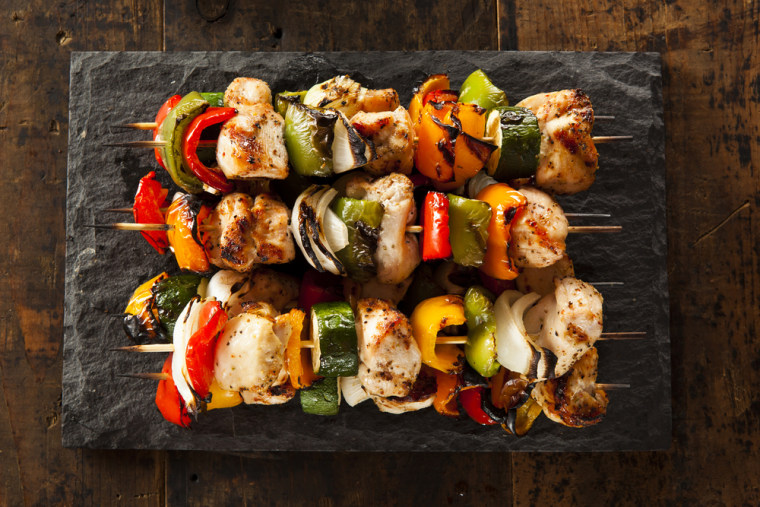 Healthy grilling: Grilled chicken and vegetable kabobs