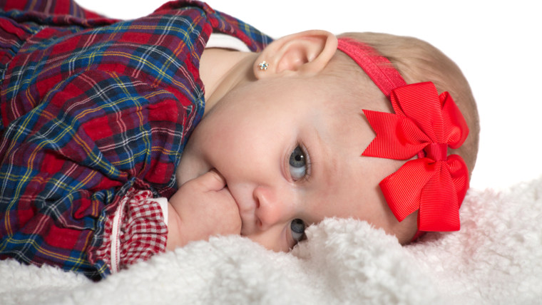 Baby girl with earings