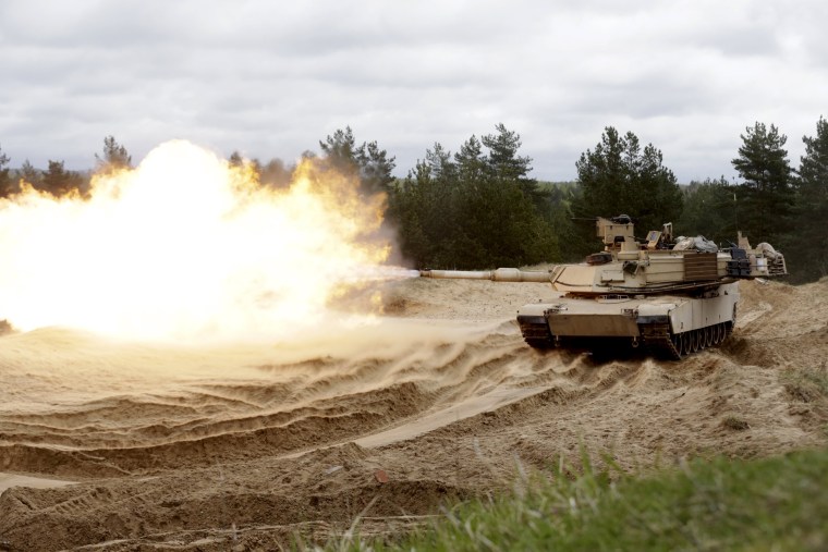 Image: Amrican M1A2 Abrams tank during exercise in Latvia on May 7, 2015