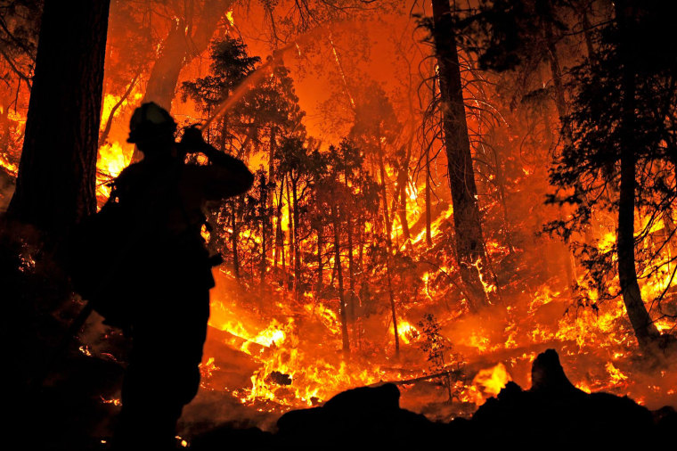 IMAGE: Firefighters battle the Lake Fire in California