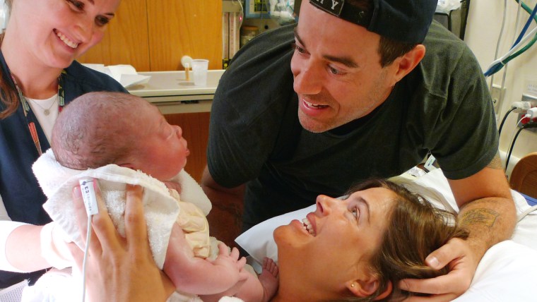 Carson Daly and Siri Pinter at the birth of their daughter, London Rose Daly