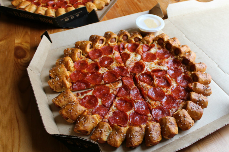 Pizza Hut's pretzel hot dog crust pizza