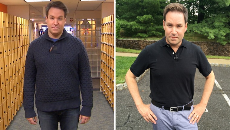 Before and after photos show NBC's Jeff Rossen's six months of weightloss, acheived with help from fitness correspondent Jenna Wolfe, from January to June of 2015