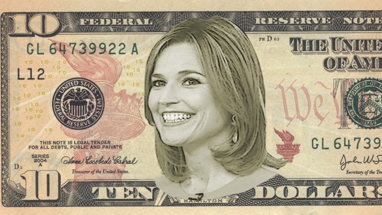 Savannah Guthrie on a $10 bill