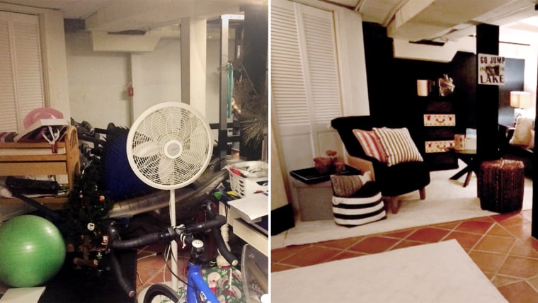 On the left is how the room looked before the makeover. On the right, how the room looks today!