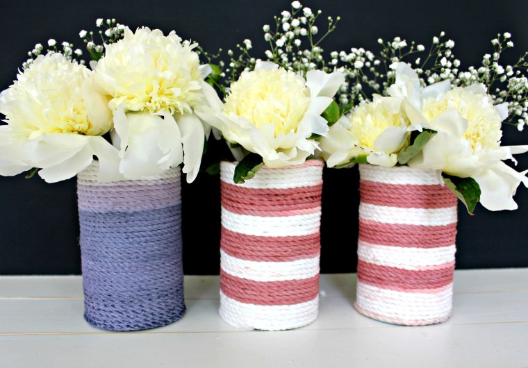 Patriotic Rope-Wrapped Vases