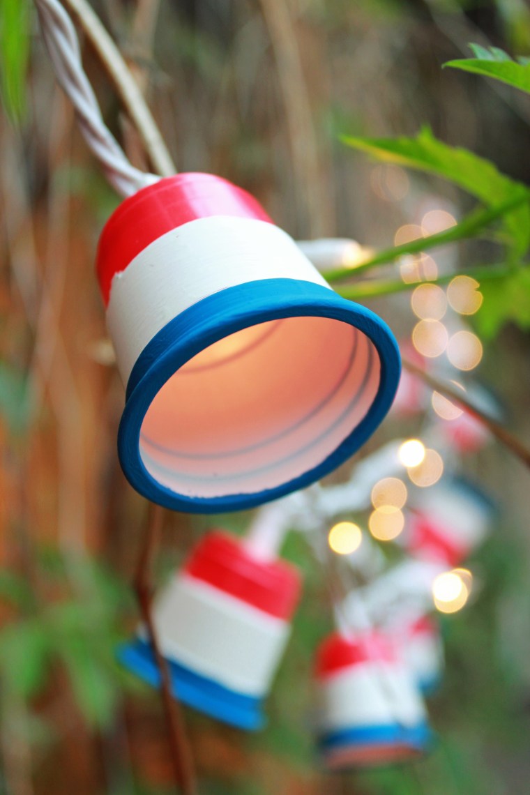 red, white and blue light string