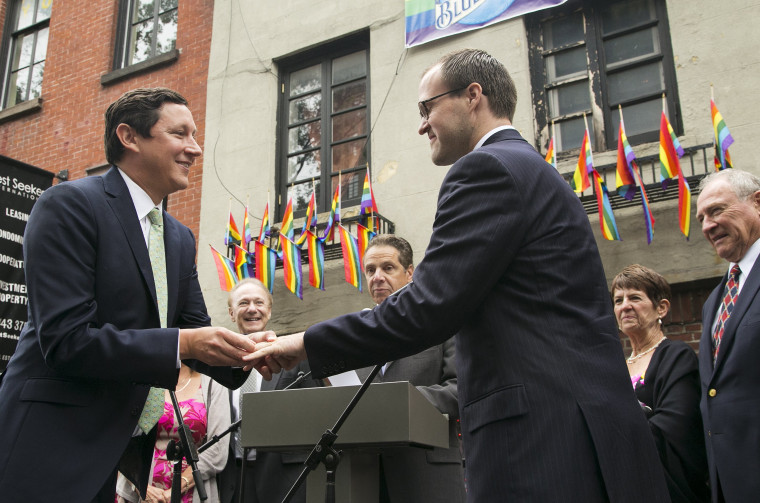 Image: Gov. Andrew Cuomo, David Turley, Peter Thiede, Gay Pride Parade