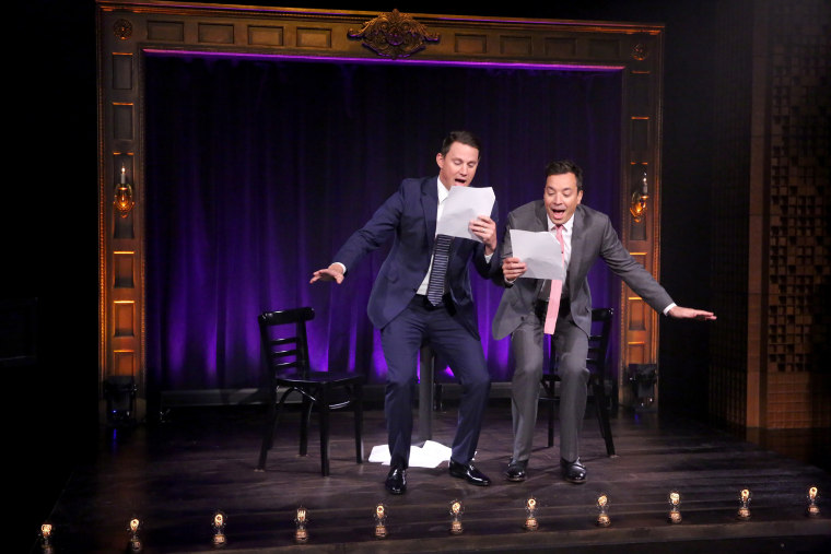 Actor Channing Tatum and host Jimmy Fallon perform "Kid Theater" on June 23, 2015