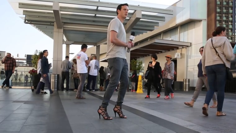 man wears high heels for the day