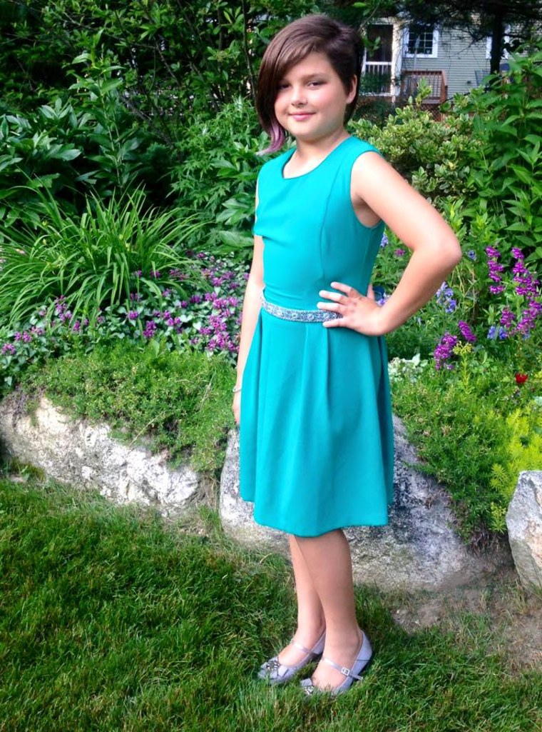 Lia, 10, all dressed up for her fourth grade recognition ceremony where she gave an “end of the year” speech to her classmates and their parents.