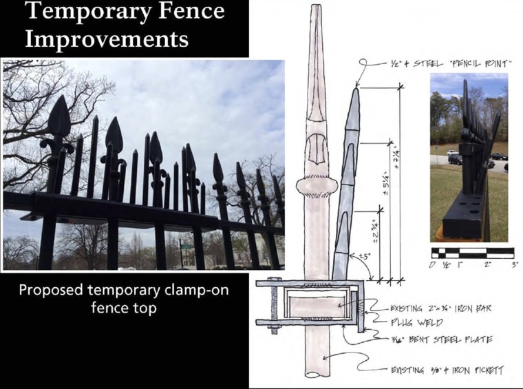 Image: Temporary White House fence spikes