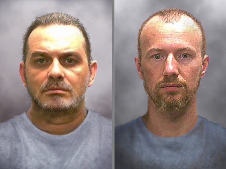 New York State Police released these "progression" images of escaped inmates Richard Matt, left, and David Sweat on June 17, that show what they may look like after 10 days on the run.