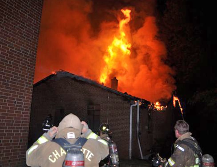 Image: Fire at Briar Creek Road Baptist Church in Charlotte, North Carolina