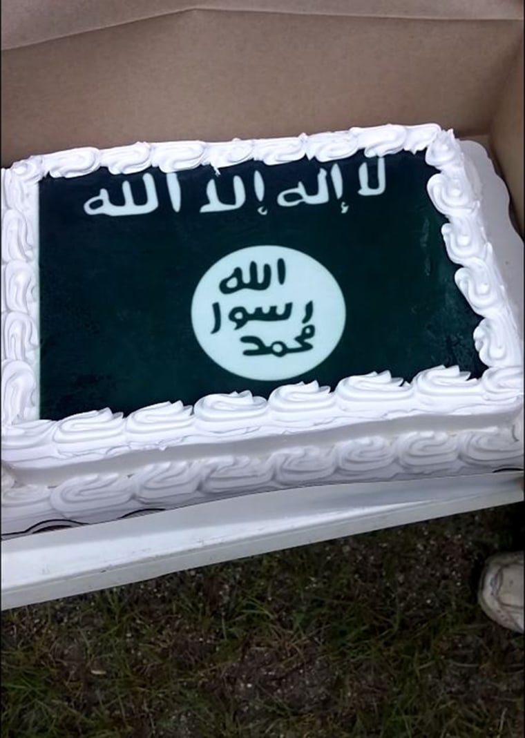 Chuck Netzhammer says he ordered this cake from Walmart printed with the ISIS flag after his request for a Confederate flag cake was denied.