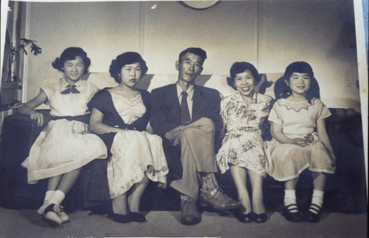 Nancy Oda with her sisters, mother, and father.